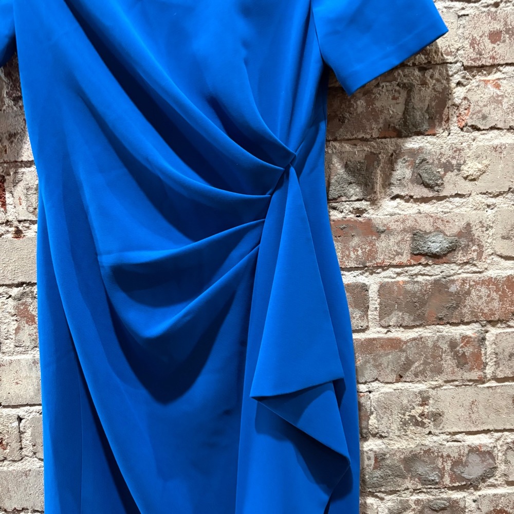Badgley Mischka Side Drape Sheath Dress Cobalt Blue Size 2 - Picture 3 of 5